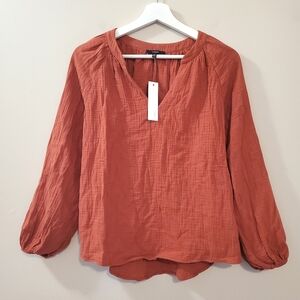 Drew - Cotton Peasant Blouse in Amber - Size XS (NWT)